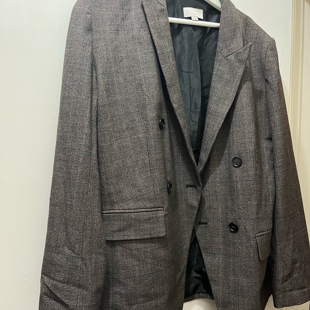 Double-breasted plaid blazer